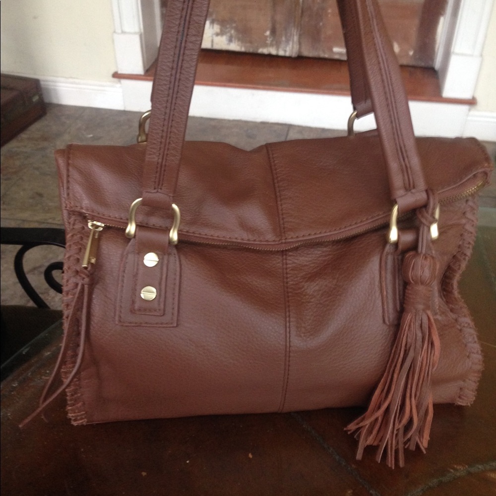 Rich Genuine Leather Bag with Leather Tassel